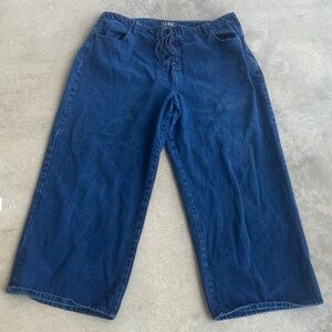VTG L.A. Blues Wide Leg Dark Wash Lace Up Jeans, 24